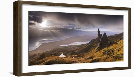 Dramatic Light on the Old Man of Storr, Isle of Skye, Scotland. Autumn (November)-Adam Burton-Framed Photographic Print