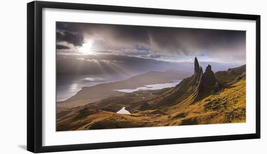 Dramatic Light on the Old Man of Storr, Isle of Skye, Scotland. Autumn (November)-Adam Burton-Framed Photographic Print