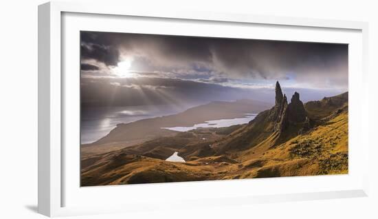 Dramatic Light on the Old Man of Storr, Isle of Skye, Scotland. Autumn (November)-Adam Burton-Framed Photographic Print