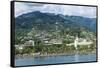 Dramatic mountains looming behind Papeete, Tahiti, Society Islands, French Polynesia, Pacific-Michael Runkel-Framed Stretched Canvas