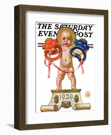"Dramatic New Year," Saturday Evening Post Cover, December 29, 1928-Joseph Christian Leyendecker-Framed Giclee Print