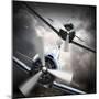 Dramatic Scene on the Sky: Vintage Fighter Plane Inbound from Sun-Kletr-Mounted Premium Photographic Print