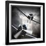 Dramatic Scene on the Sky: Vintage Fighter Plane Inbound from Sun-Kletr-Framed Photographic Print