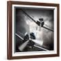 Dramatic Scene on the Sky: Vintage Fighter Plane Inbound from Sun-Kletr-Framed Photographic Print