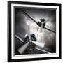 Dramatic Scene on the Sky: Vintage Fighter Plane Inbound from Sun-Kletr-Framed Photographic Print