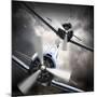 Dramatic Scene on the Sky: Vintage Fighter Plane Inbound from Sun-Kletr-Mounted Photographic Print