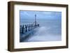 Dramatic Sea Flows over Groyne on Beach at Wittering in England-Veneratio-Framed Photographic Print