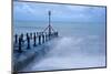 Dramatic Sea Flows over Groyne on Beach at Wittering in England-Veneratio-Mounted Photographic Print