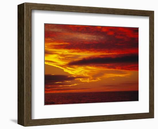 Dramatic Sky and Red Clouds at Sunset, Antarctica,, Polar Regions-David Tipling-Framed Photographic Print