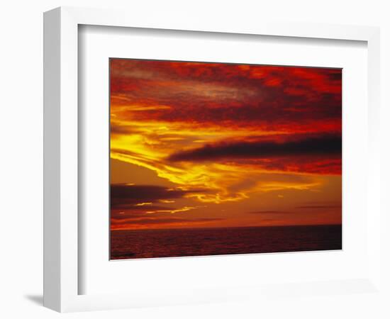 Dramatic Sky and Red Clouds at Sunset, Antarctica,, Polar Regions-David Tipling-Framed Photographic Print