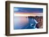 Dramatic sky at dawn on cliffs washed by ocean from Ponta Do Rosto viewpoint-Roberto Moiola-Framed Photographic Print