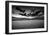 Dramatic Sky over Desert Dunes Black and White Landscapes Photography-Kris Wiktor-Framed Photographic Print