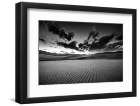 Dramatic Sky over Desert Dunes Black and White Landscapes Photography-Kris Wiktor-Framed Photographic Print