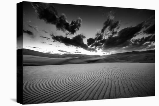 Dramatic Sky over Desert Dunes Black and White Landscapes Photography-Kris Wiktor-Stretched Canvas