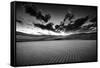 Dramatic Sky over Desert Dunes Black and White Landscapes Photography-Kris Wiktor-Framed Stretched Canvas