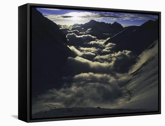 Dramatic Sun and Clouds on Southside of Everest, Nepal-Michael Brown-Framed Stretched Canvas
