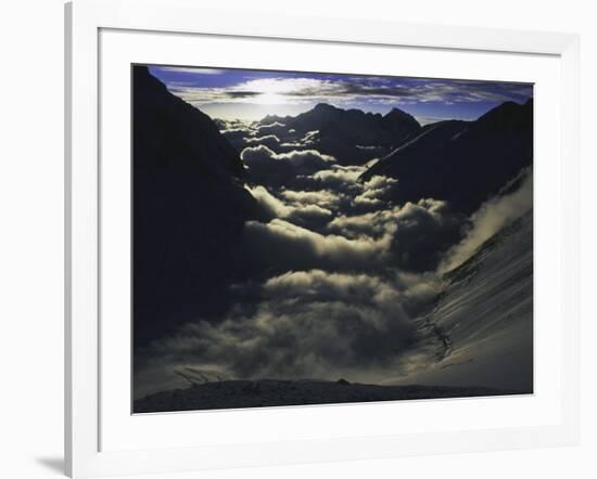 Dramatic Sun and Clouds on Southside of Everest, Nepal-Michael Brown-Framed Photographic Print