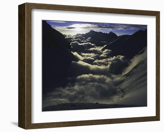 Dramatic Sun and Clouds on Southside of Everest, Nepal-Michael Brown-Framed Photographic Print