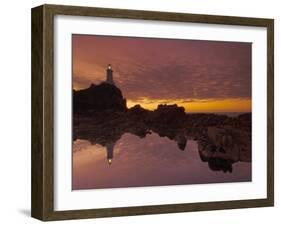 Dramatic Sunset and Low Tide, Corbiere Lighthouse, St. Ouens, Jersey, Channel Islands, UK-Neale Clarke-Framed Photographic Print