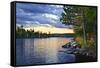 Dramatic Sunset and Pines at Lake of Two Rivers in Algonquin Park, Ontario, Canada-elenathewise-Framed Stretched Canvas