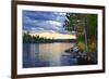 Dramatic Sunset and Pines at Lake of Two Rivers in Algonquin Park, Ontario, Canada-elenathewise-Framed Photographic Print