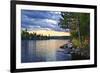Dramatic Sunset and Pines at Lake of Two Rivers in Algonquin Park, Ontario, Canada-elenathewise-Framed Photographic Print