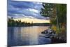 Dramatic Sunset and Pines at Lake of Two Rivers in Algonquin Park, Ontario, Canada-elenathewise-Mounted Photographic Print
