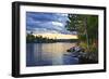 Dramatic Sunset and Pines at Lake of Two Rivers in Algonquin Park, Ontario, Canada-elenathewise-Framed Photographic Print