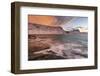 Dramatic sunset at Haukland Beach, Lofoten, Nordland, Arctic-Ed Rhodes-Framed Photographic Print