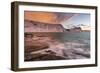 Dramatic sunset at Haukland Beach, Lofoten, Nordland, Arctic-Ed Rhodes-Framed Photographic Print