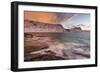 Dramatic sunset at Haukland Beach, Lofoten, Nordland, Arctic-Ed Rhodes-Framed Photographic Print