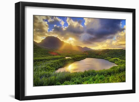 Dramatic Sunset at Kauai Fish Ponds, Hawaii-Vincent James-Framed Photographic Print