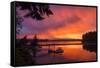 Dramatic Sunset Bainbridge Island Toward Olympic Mountains-Trish Drury-Framed Stretched Canvas