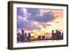 Dramatic sunset clouds over new skyscrapers of Hangzhou new business district, Jianggan (Qianjiang -Andreas Brandl-Framed Photographic Print