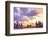 Dramatic sunset clouds over new skyscrapers of Hangzhou new business district, Jianggan (Qianjiang -Andreas Brandl-Framed Photographic Print