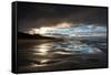 Dramatic Sunset Light on the Beach at Bamburgh, Northumberland England UK-Tracey Whitefoot-Framed Stretched Canvas