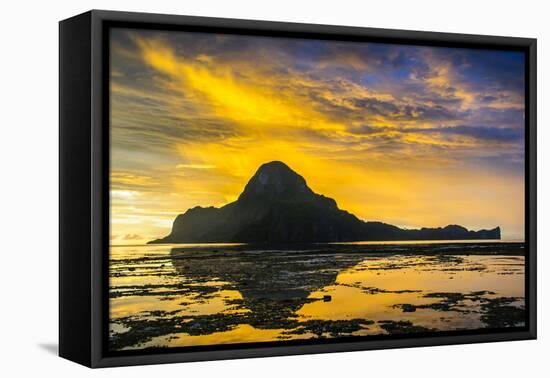 Dramatic Sunset Light over the Bay of El Nido, Bacuit Archipelago, Palawan, Philippines-Michael Runkel-Framed Stretched Canvas