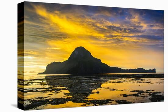 Dramatic Sunset Light over the Bay of El Nido, Bacuit Archipelago, Palawan, Philippines-Michael Runkel-Stretched Canvas