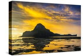 Dramatic Sunset Light over the Bay of El Nido, Bacuit Archipelago, Palawan, Philippines-Michael Runkel-Stretched Canvas