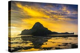 Dramatic Sunset Light over the Bay of El Nido, Bacuit Archipelago, Palawan, Philippines-Michael Runkel-Stretched Canvas