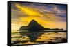 Dramatic Sunset Light over the Bay of El Nido, Bacuit Archipelago, Palawan, Philippines-Michael Runkel-Framed Stretched Canvas