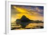 Dramatic Sunset Light over the Bay of El Nido, Bacuit Archipelago, Palawan, Philippines-Michael Runkel-Framed Photographic Print