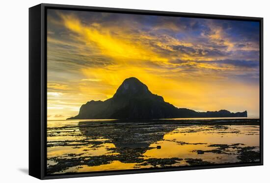 Dramatic Sunset Light over the Bay of El Nido, Bacuit Archipelago, Palawan, Philippines-Michael Runkel-Framed Stretched Canvas