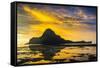 Dramatic Sunset Light over the Bay of El Nido, Bacuit Archipelago, Palawan, Philippines-Michael Runkel-Framed Stretched Canvas