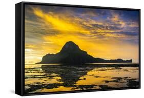 Dramatic Sunset Light over the Bay of El Nido, Bacuit Archipelago, Palawan, Philippines-Michael Runkel-Framed Stretched Canvas