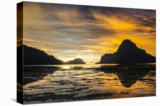 Dramatic Sunset Light over the Bay of El Nido, Bacuit Archipelago, Palawan, Philippines-Michael Runkel-Stretched Canvas