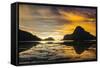 Dramatic Sunset Light over the Bay of El Nido, Bacuit Archipelago, Palawan, Philippines-Michael Runkel-Framed Stretched Canvas