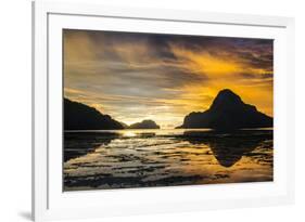 Dramatic Sunset Light over the Bay of El Nido, Bacuit Archipelago, Palawan, Philippines-Michael Runkel-Framed Photographic Print