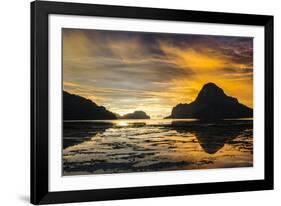 Dramatic Sunset Light over the Bay of El Nido, Bacuit Archipelago, Palawan, Philippines-Michael Runkel-Framed Photographic Print