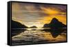 Dramatic Sunset Light over the Bay of El Nido, Bacuit Archipelago, Palawan, Philippines-Michael Runkel-Framed Stretched Canvas